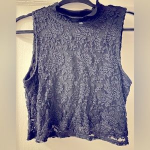 Black Medium Lace Crop Top